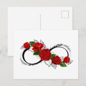 Unendlichkeitssymbol mit Rote Rosen Postkarte (Vorne/Hinten)