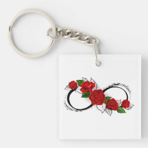 Unendlichkeitssymbol mit Rote Rosen Schlüsselanhänger