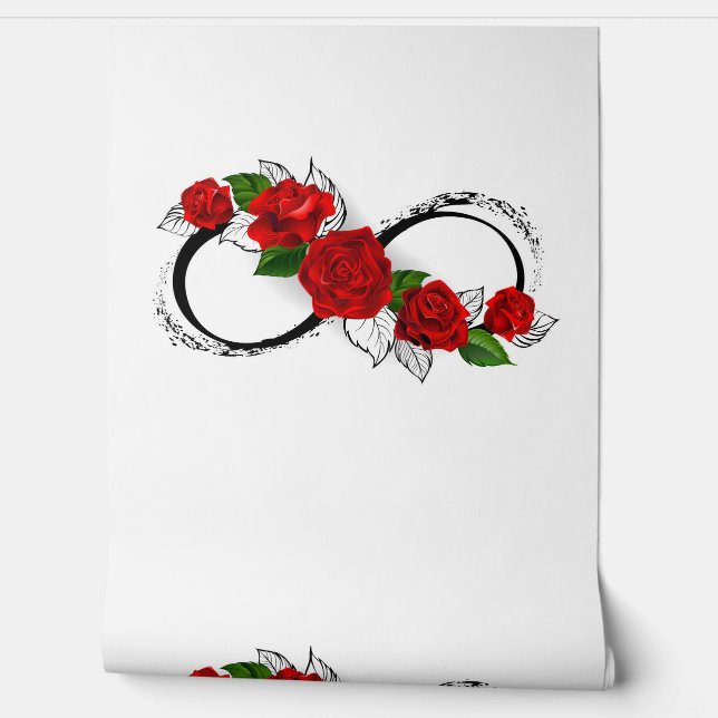 Unendlichkeitssymbol mit Rote Rosen Tapete (Abrollen)