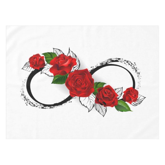 Unendlichkeitssymbol mit Rote Rosen Tischdecke (Vorderseite (Horizontal))