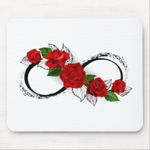 Unendlichkeitssymbol mit roten Rosen Mousepad