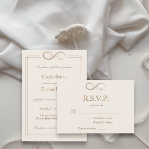 Unendlichkeitssymbol Monogramm Champagner Hochzeit Einladung