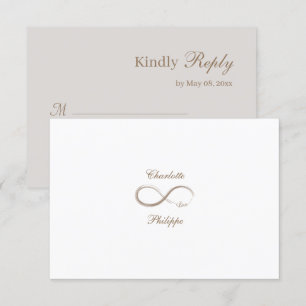 Unendlichkeitssymbol Weiß Grau Gold Hochzeit RSVP Einladung