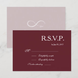 Unendlichkeitszeichen Burgunder-Rot-Hochzeits-RSVP Einladung