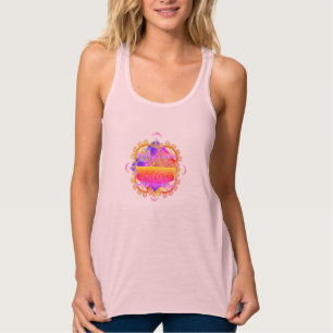 unendlichLi Graphic Mountain Sunset Rainbow Chakra Tank Top