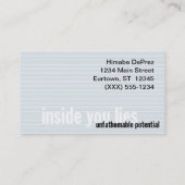 "unergründliche mögliche" PERSÖNLICHE Telefonnummerkarte (Rückseite)