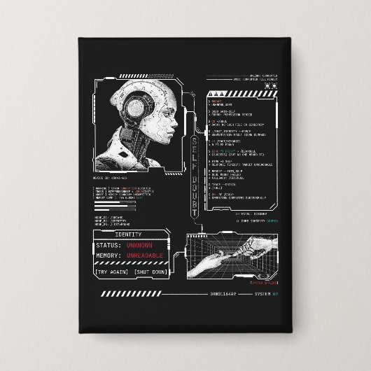 Unerkannt - Techno-Brutalist Streetwear Design Button (Vorderseite)