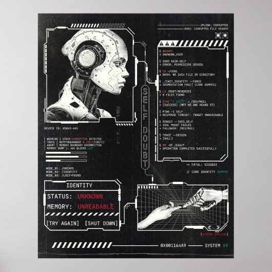 Unerkannt - Techno-Brutalist Streetwear Design Poster (Vorne)