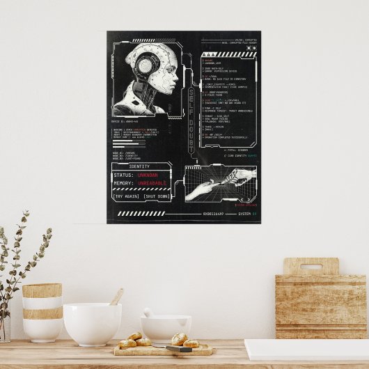 Unerkannt - Techno-Brutalist Streetwear Design Poster (Küche)