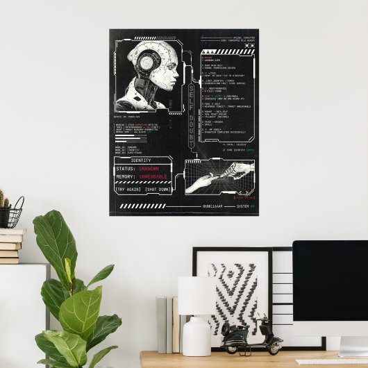 Unerkannt - Techno-Brutalist Streetwear Design Poster (Heimbüro)