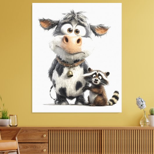 Unerwartete Besties" Tierfreunde Kunst Leinwanddruck (Insitu (Wohnzimmer))