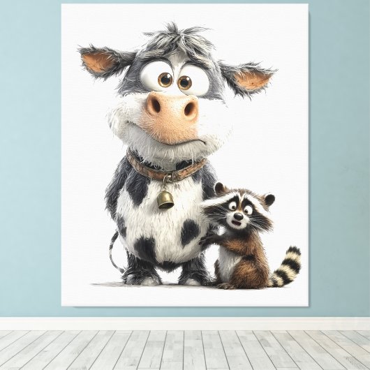 Unerwartete Besties" Tierfreunde Kunst Leinwanddruck (Insitu (Holzboden))