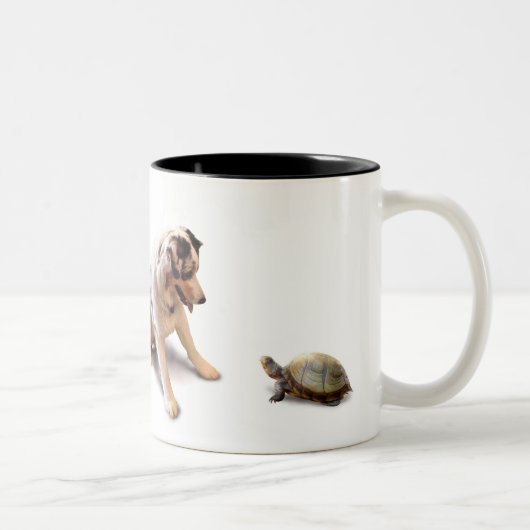 Unerwartete Schildkröte-Liebe Zweifarbige Tasse (Rechts)