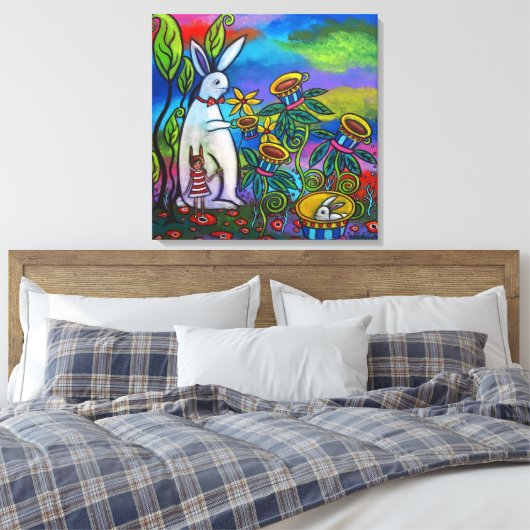 Unerwartete Teezeitgalerie Wrapped Canvas Print Leinwanddruck (Insitu (Schlafzimmer))