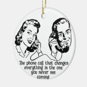 Unerwartete Verbindung - Vintager Anruf Keramik Ornament (Links)