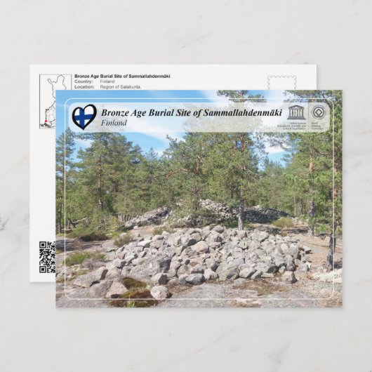 UNESCO - Burgstätte Sammallahdenmäk in der Bronzez Postkarte (Vorne/Hinten)