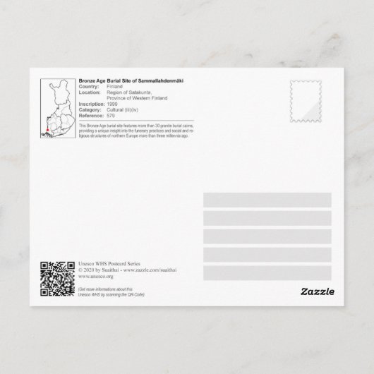 UNESCO - Burgstätte Sammallahdenmäk in der Bronzez Postkarte (Rückseite)