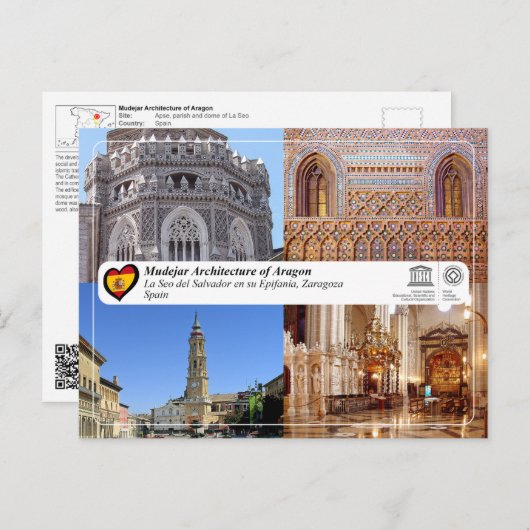 UNESCO Catedral del Salvador de Zaragoza (La Seo) Postkarte (Vorne/Hinten)