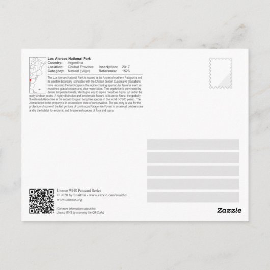 UNESCO - Nationalpark Los Alerces Postkarte (Rückseite)