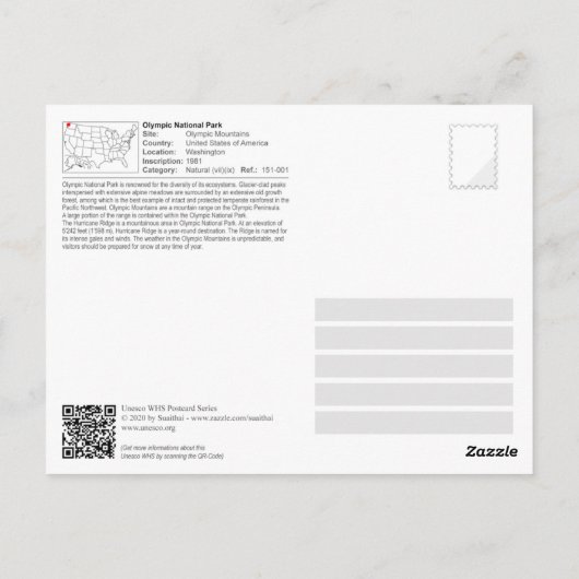 UNESCO - Olympischer Nationalpark - Hurrikan Ridge Postkarte (Rückseite)