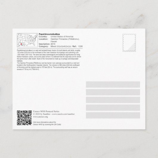 UNESCO - Papahānaumokuākea - Gardner Pinnacles Postkarte (Rückseite)