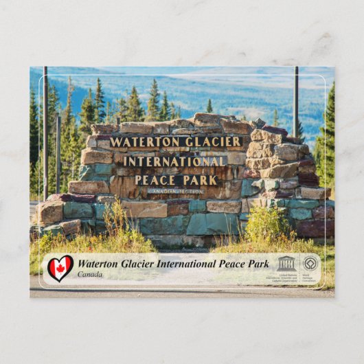UNESCO - Waterton Glacier Internationaler Friedens Postkarte (Vorderseite)