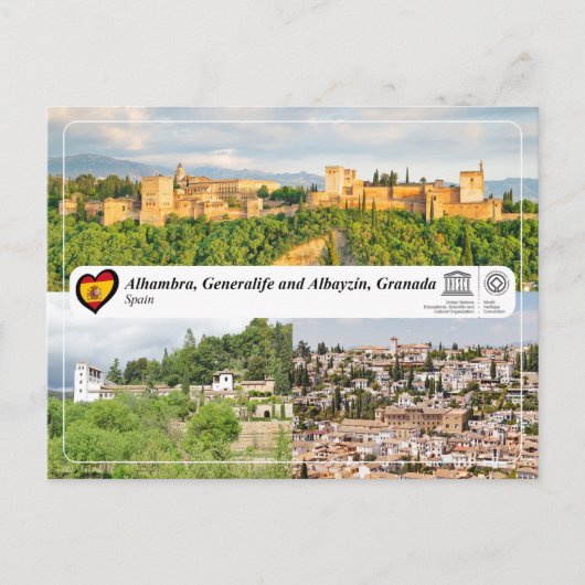 UNESCO WH- Alhambra, Generalife und Albayzín Postkarte (Vorderseite)