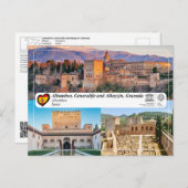 UNESCO WH- Alhambra, Granada Postkarte (Vorne/Hinten)