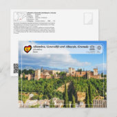 UNESCO WH- Alhambra, Granada Postkarte (Vorne/Hinten)