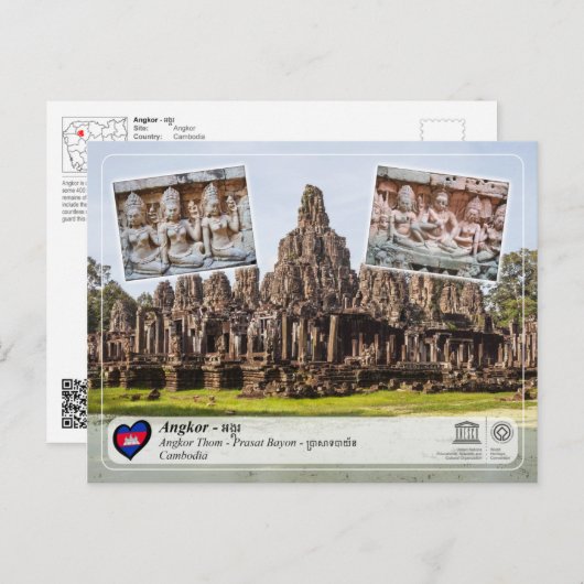 UNESCO WH- Angkor - Bayon Temple Postkarte (Vorne/Hinten)