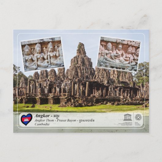 UNESCO WH- Angkor - Bayon Temple Postkarte (Vorderseite)