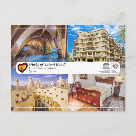 UNESCO WH- Antoni Gaudí - Casa Milà La Pedrera Postkarte (Vorderseite)