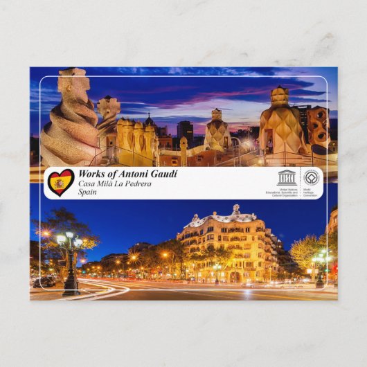 UNESCO WH- Antoni Gaudí - Casa Milà La Pedrera Postkarte (Vorderseite)