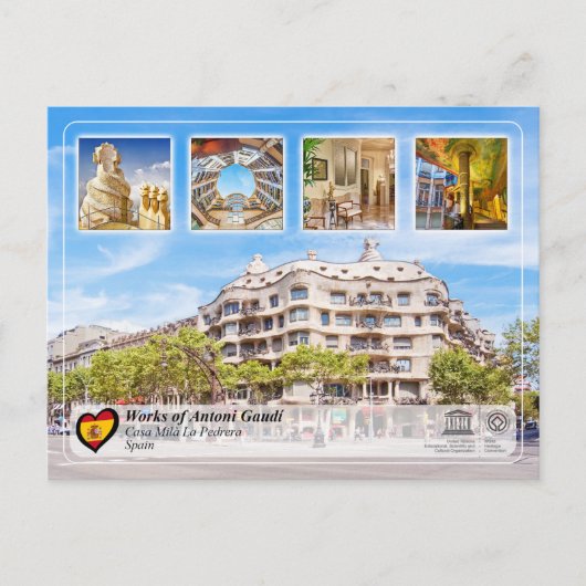 UNESCO WH- Antoni Gaudí - Casa Milà La Pedrera Postkarte (Vorderseite)