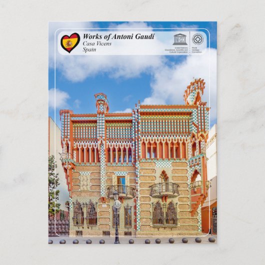 UNESCO WH- Antoni Gaudí - Casa Vicens Postkarte (Vorderseite)