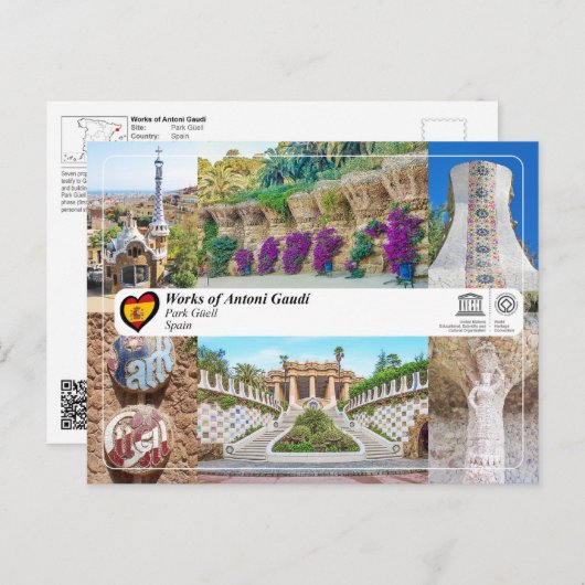 UNESCO WH- Antoni Gaudí - Park Güell Postkarte (Vorne/Hinten)