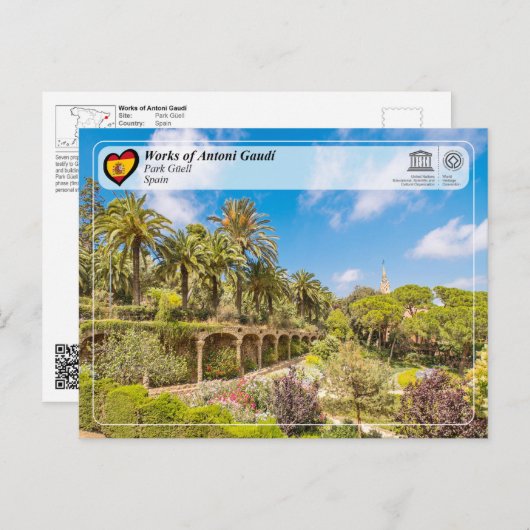 UNESCO WH- Antoni Gaudí - Park Güell Postkarte (Vorne/Hinten)