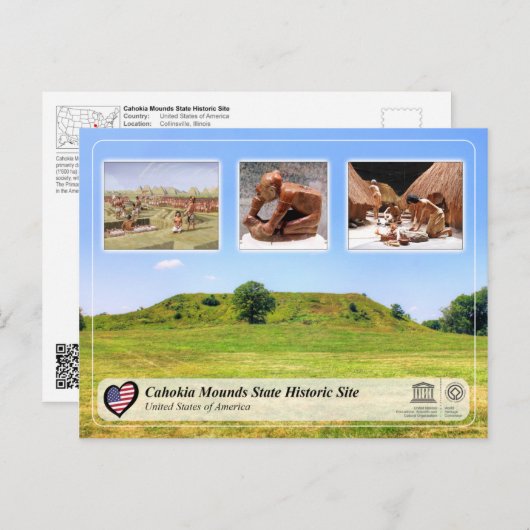 UNESCO WH- Cahokia Mounds Staat Historische Lage Postkarte (Vorne/Hinten)