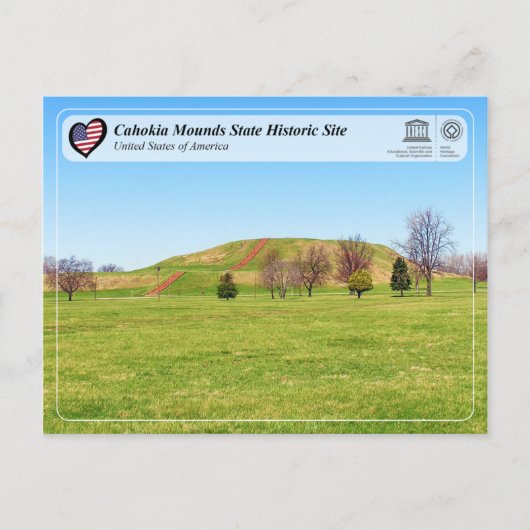 UNESCO WH- Cahokia Mounds Staat Historische Lage Postkarte (Vorderseite)