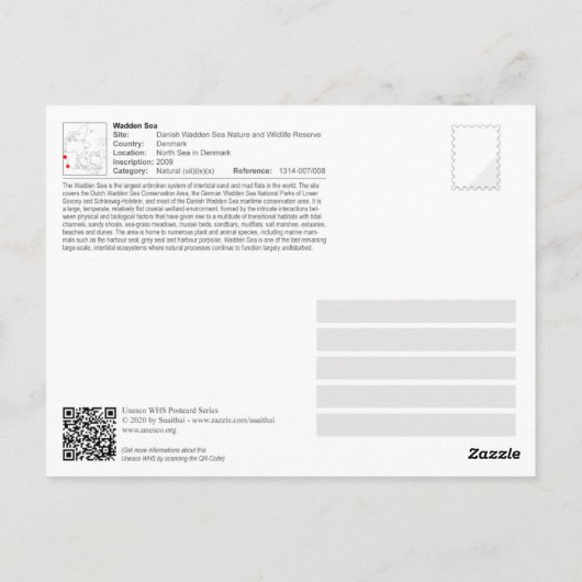 UNESCO WH- Dänisches Wattenmeer Postkarte (Rückseite)