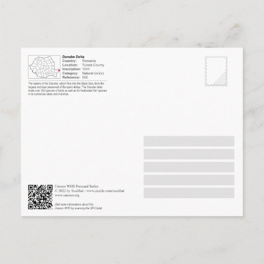 UNESCO WH- Donaudelta Postkarte (Rückseite)
