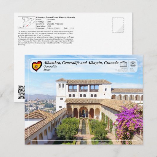 UNESCO WH- General, Granada Postkarte (Vorne/Hinten)