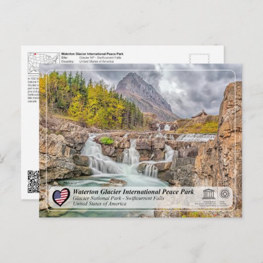 UNESCO WH- Glacier NP - Swiftcurrent Falls Post Postkarte (Vorne/Hinten)