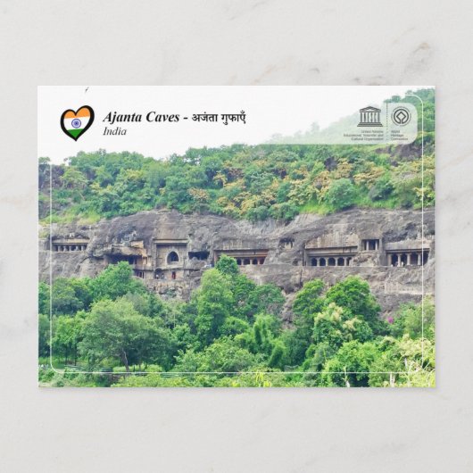 UNESCO WH- Höhlen von Ajanta Postkarte (Vorderseite)