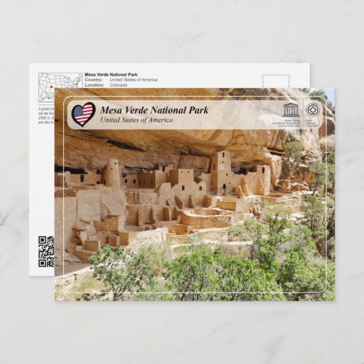 UNESCO WH- Mesa Verde Nationalpark Postkarte (Vorne/Hinten)