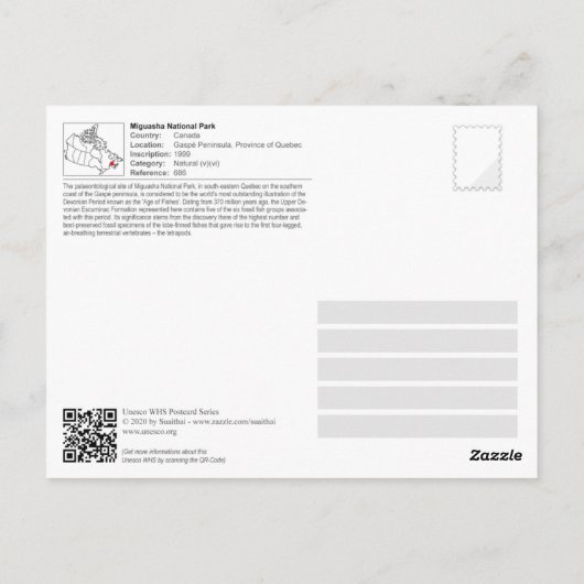 UNESCO WH- Miguasha Nationalpark Postkarte (Rückseite)