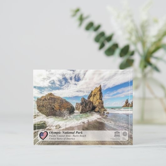 UNESCO WH- Olympischer Nationalpark - Rialto Beach Postkarte (Stehend Vorderseite)