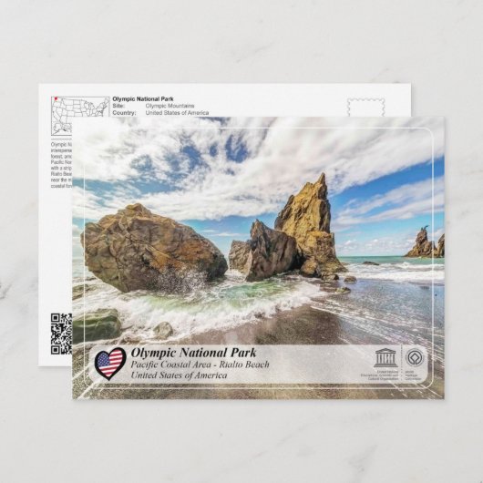UNESCO WH- Olympischer Nationalpark - Rialto Beach Postkarte (Vorne/Hinten)