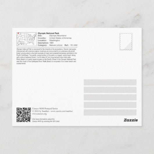 UNESCO WH- Olympischer Nationalpark - Rialto Beach Postkarte (Rückseite)