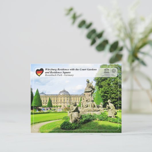UNESCO WH- Residenz Würzburg und Park Rosenbach Postkarte (Stehend Vorderseite)